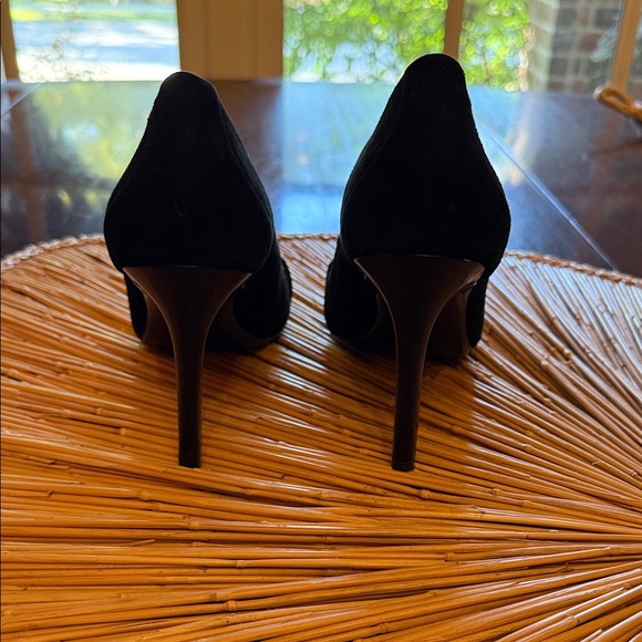 Calvin Klein Black Suede Heels with Silver Accent - Picture 4 of 4